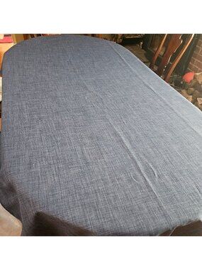 Striated Indigo Blue Fabric Tablecloth Rectangle 58 x 100 in Easy Care